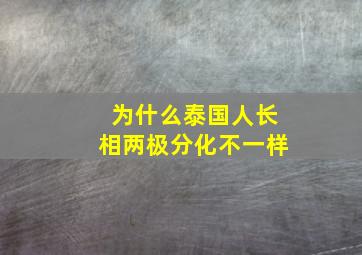 为什么泰国人长相两极分化不一样