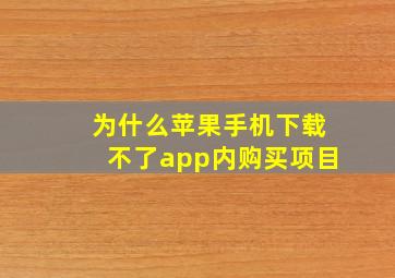 为什么苹果手机下载不了app内购买项目