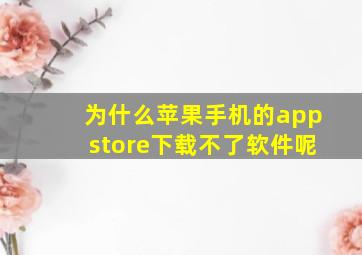 为什么苹果手机的appstore下载不了软件呢