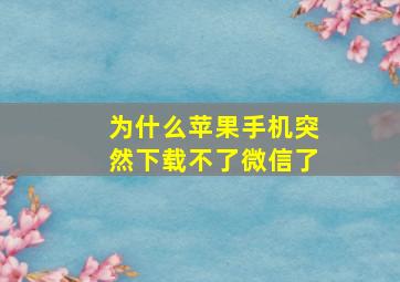 为什么苹果手机突然下载不了微信了