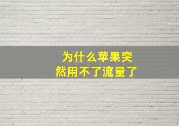 为什么苹果突然用不了流量了