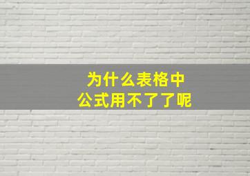 为什么表格中公式用不了了呢