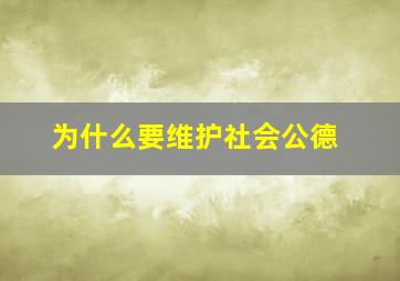 为什么要维护社会公德