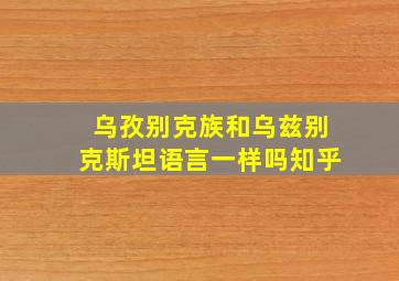 乌孜别克族和乌兹别克斯坦语言一样吗知乎