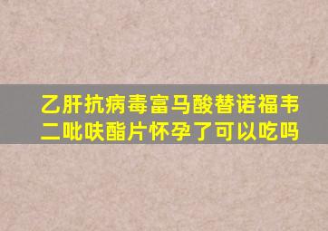 乙肝抗病毒富马酸替诺福韦二吡呋酯片怀孕了可以吃吗