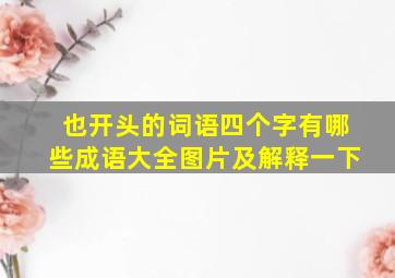 也开头的词语四个字有哪些成语大全图片及解释一下