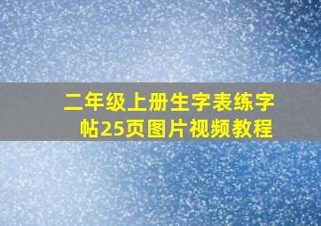 二年级上册生字表练字帖25页图片视频教程