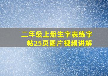 二年级上册生字表练字帖25页图片视频讲解