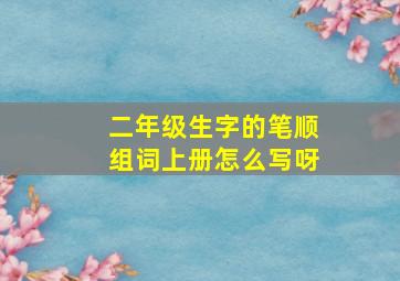 二年级生字的笔顺组词上册怎么写呀