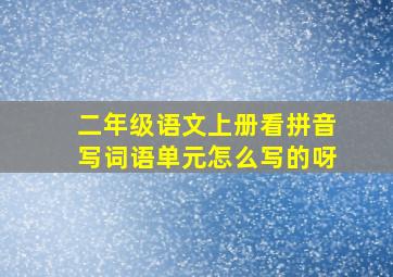 二年级语文上册看拼音写词语单元怎么写的呀