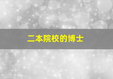 二本院校的博士