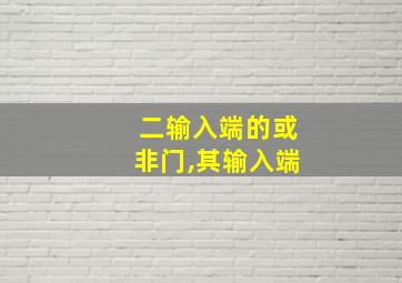 二输入端的或非门,其输入端