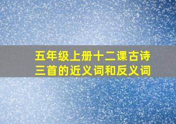 五年级上册十二课古诗三首的近义词和反义词