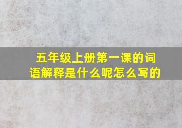 五年级上册第一课的词语解释是什么呢怎么写的