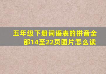 五年级下册词语表的拼音全部14至22页图片怎么读