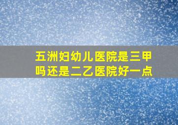 五洲妇幼儿医院是三甲吗还是二乙医院好一点