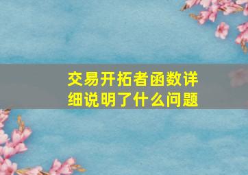 交易开拓者函数详细说明了什么问题