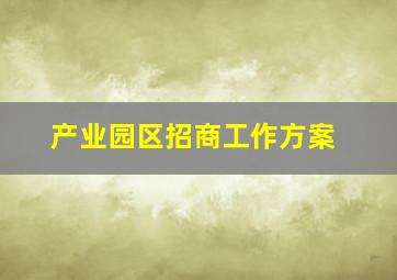 产业园区招商工作方案