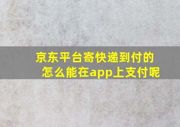 京东平台寄快递到付的怎么能在app上支付呢