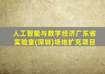 人工智能与数字经济广东省实验室(深圳)场地扩充项目