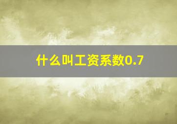 什么叫工资系数0.7