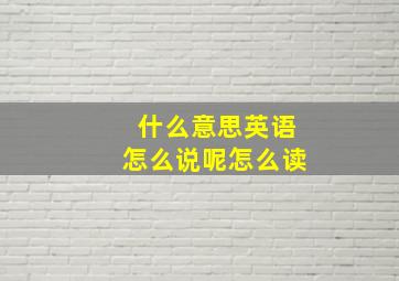 什么意思英语怎么说呢怎么读