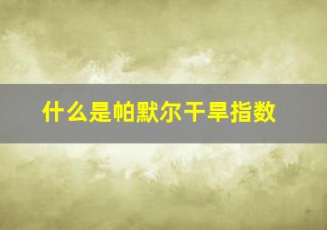 什么是帕默尔干旱指数