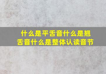 什么是平舌音什么是翘舌音什么是整体认读音节