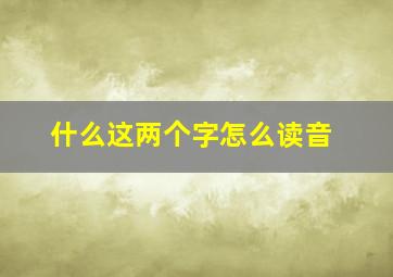 什么这两个字怎么读音