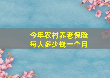 今年农村养老保险每人多少钱一个月