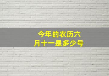 今年的农历六月十一是多少号