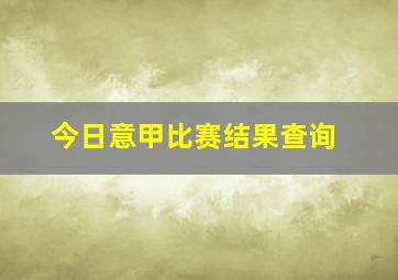 今日意甲比赛结果查询