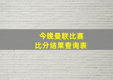 今晚曼联比赛比分结果查询表