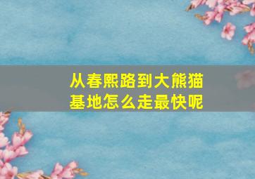 从春熙路到大熊猫基地怎么走最快呢