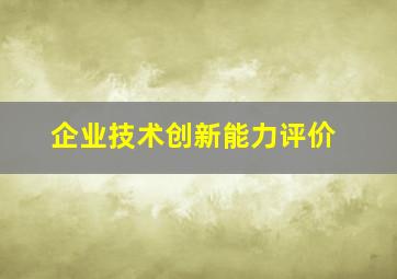 企业技术创新能力评价