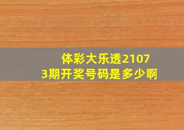 体彩大乐透21073期开奖号码是多少啊