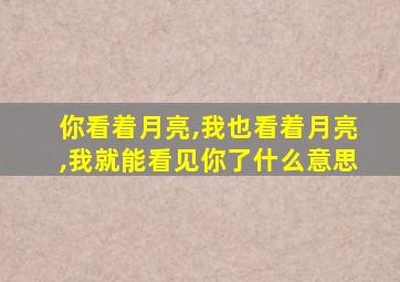 你看着月亮,我也看着月亮,我就能看见你了什么意思