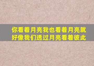 你看着月亮我也看着月亮就好像我们透过月亮看着彼此