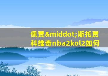 佩贾·斯托贾科维奇nba2kol2如何