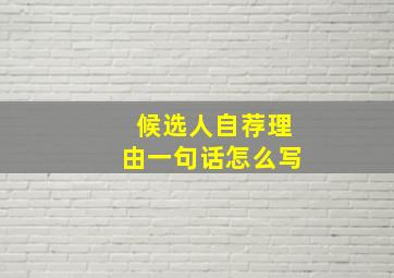 候选人自荐理由一句话怎么写