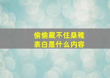 偷偷藏不住桑稚表白是什么内容