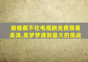 偷偷藏不住电视剧免费观看高清,吴梦梦遇到最大的挑战