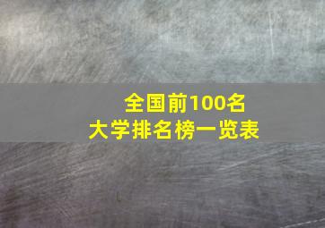 全国前100名大学排名榜一览表