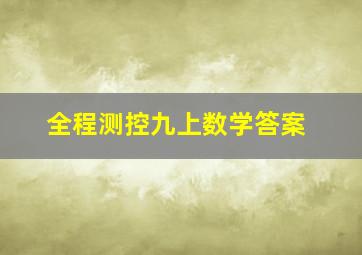 全程测控九上数学答案