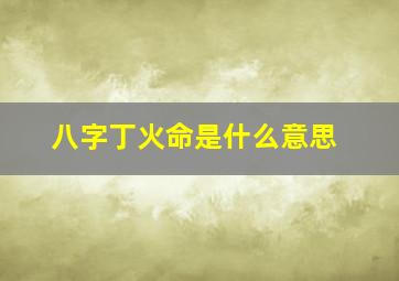 八字丁火命是什么意思