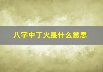 八字中丁火是什么意思