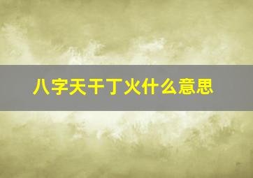 八字天干丁火什么意思