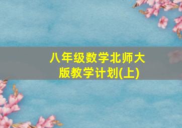 八年级数学北师大版教学计划(上)