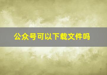 公众号可以下载文件吗