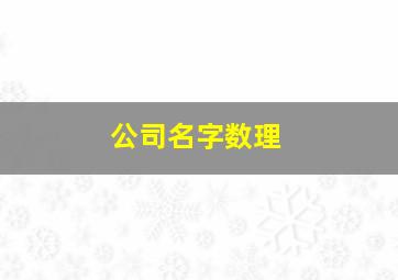 公司名字数理